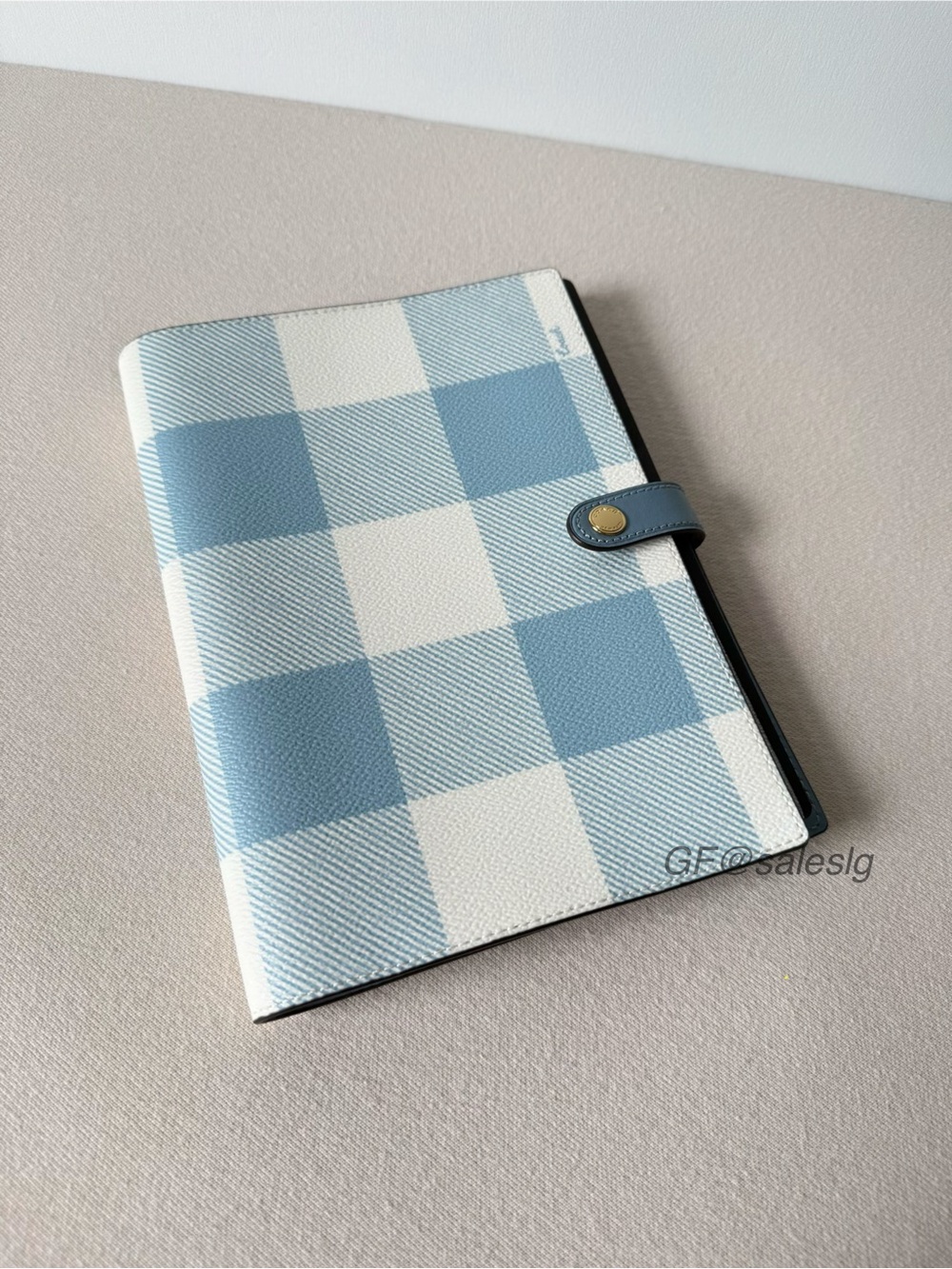 NWT Coach CFA43 Gingham Print Notebook Blue Multi Journal